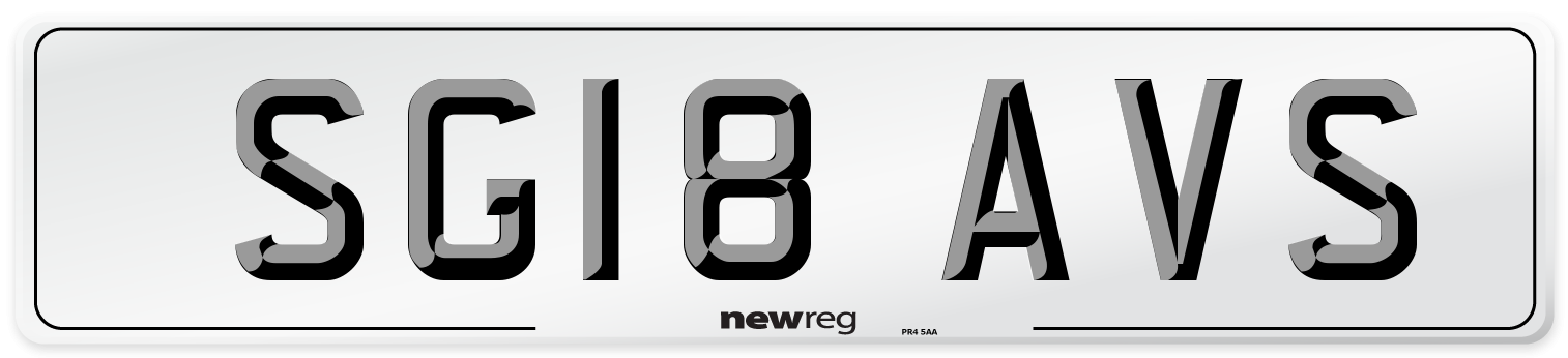 SG18 AVS Number Plate from New Reg